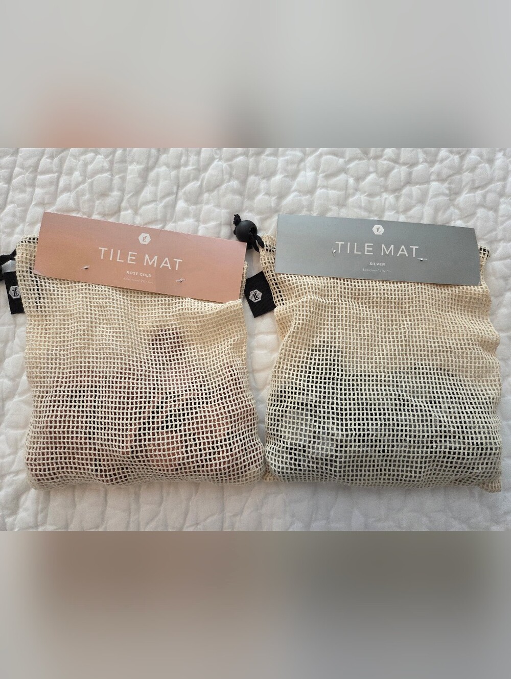 Letterfolk Mat Tiles In Rose Gold And Silver